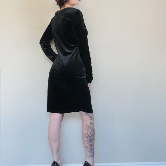 Gianni Bini Black Velvet Long Sleeve Dress - Picture 3 of 4